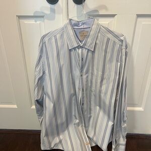 Tommy Bahama White Blue Striped Long Sleeve Button Down Shirt